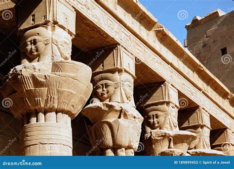 Sculpted Ancient Architecture In Philae Temple Aswan Egypt Africa