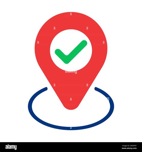 Gps Label With Check Mark Illustration Confirmation Verification