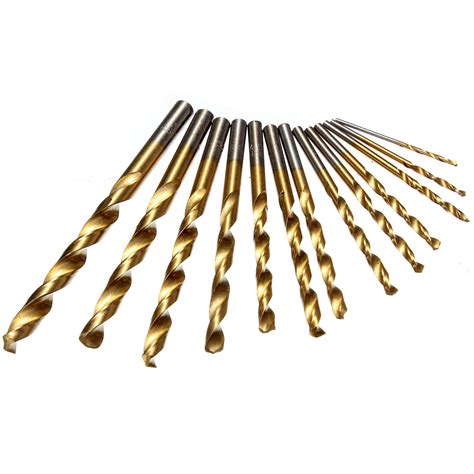 13pcs 1 5 6 5mm HSS Titanium Twist Drills Set Straight Shank Spiral