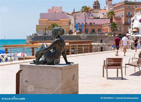 Sitges Catalunya Spain June Sculpture Of A Naked Woman On The Waterfront Copy