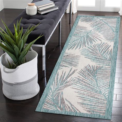 Palm Aqua Outdoor Rug25 X 4 In 2022 Outdoor Rugs Traditional Area