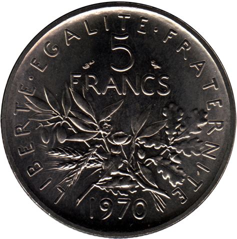 France 5 Francs 1970 2001 Foreign Currency
