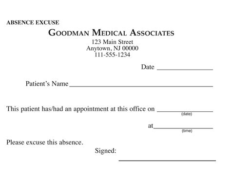 Free Fill In Blank Doctors Note Templates For Work School Free