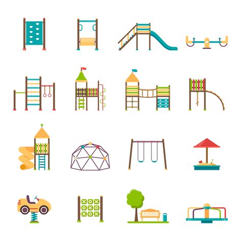 Playground Flat Icons Set 473219 Vector Art At Vecteezy