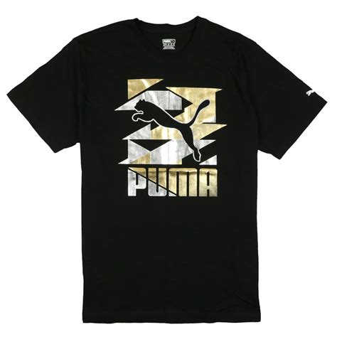 Puma Puma Mens Geo Splice T Shirt Xx Large Black Metallic Gold