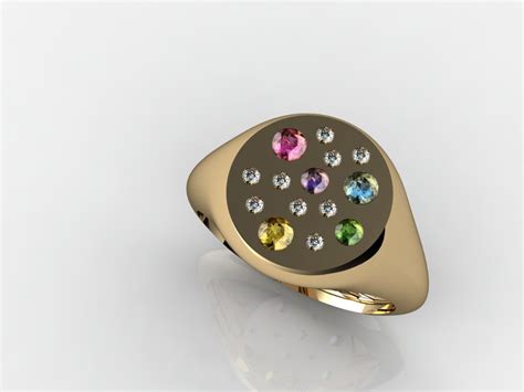 Colorful Gemstone Signet Ring Custom Jewelry By Jewelrythis