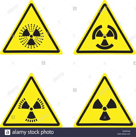 Vector Radiation Sign Warning Yellow Triangle Isolated On White Stock