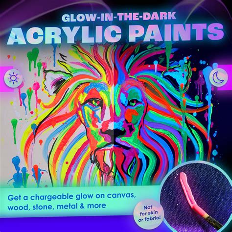New Sales New Glow In The Dark Acrylic Paint 8 Pc Multi Surface Outdoor