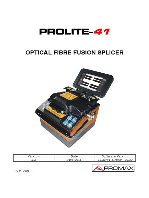 Prolite Optical Fibre Fusion Splicer Pdf Optical Fiber Power Supply