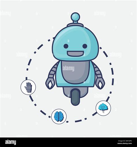 Artificial Intelligence Design With Cartoon Robot And Related Icons