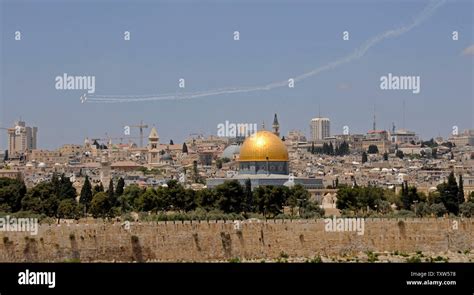 Israeli Air Force Jets Fly Over The Old City Of Jerusalem During Israel