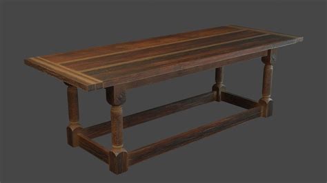 Medieval wooden table free VR / AR / low-poly 3D model FBX BLEND