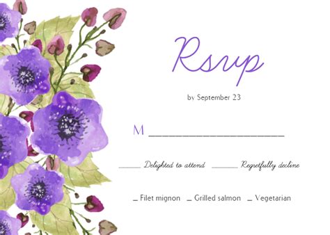 White Floral Rsvp Card Template Free Greetings Island