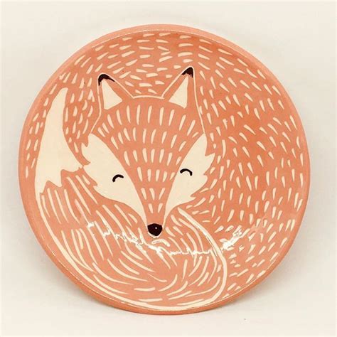 Fox Plate Ceramic Painting Fox Plate Pottery