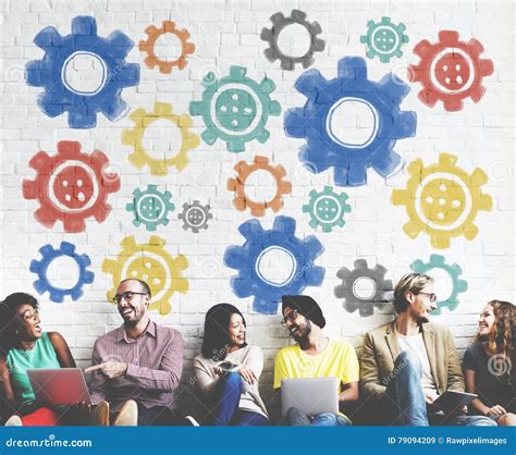 Cog Collaboration Digital Technology Concept Stock Image - Image of