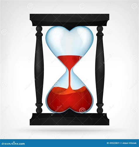 Flowing Red Love Liquid In Dual Heart Shaped Hourglass Design Stock Vector Illustration Of