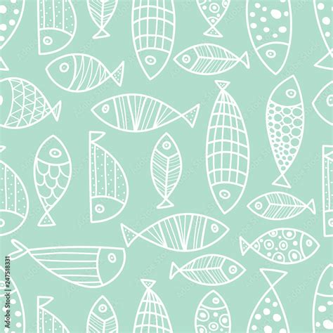 Cute Fish Kids Background Horizontal Seamless Pattern Can Be Used