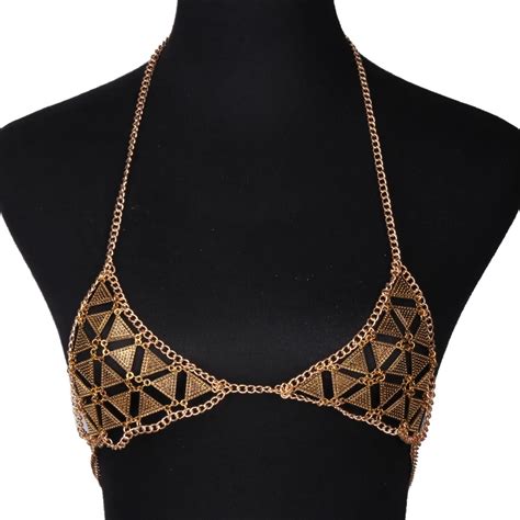 Miwens Brand Women Sexy Fashion Jewelry Bra Shaped Crystal Multiple Triangles Link Bodys Chains