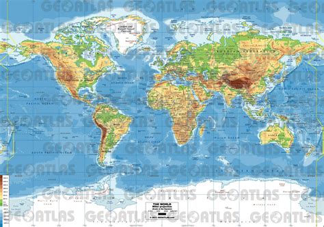 Large Detailed Physical Map World