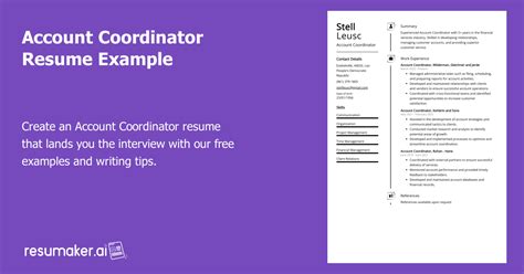 Account Coordinator Resume Example Free Guide