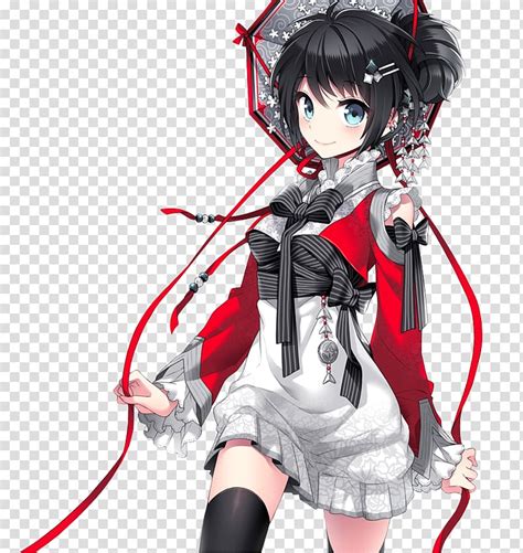Woman Wearing White And Red Dress Anime Character Illustration Anime A