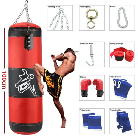 9 In 1 Heavy Boxing Punching Bag Training Gloves Speed Set Kicking Mma