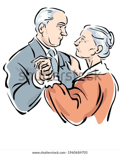 Illustration Old Couple Dance Stock Vector Royalty Free 1960684705