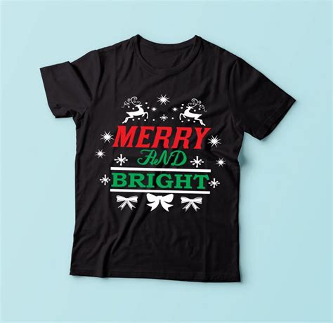 Merry And Bright Christmas T Shirt Design Buy T Shirt Designs