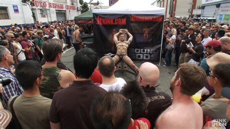 Muscle Slave Is Stripped Naked Used And Humiliated While Hordes Of People Take Photos