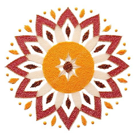 Rangoli Or Design Made Using Indian Snacks Or Sweet And Firecrackers Or