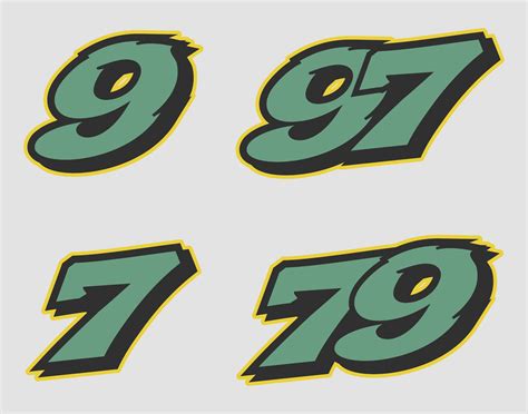 Racing Font Number Vector Ninety Seven Seventy Nine Editable 25346752