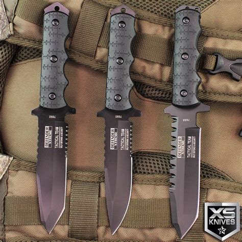 Black Tactical Combat Military Survival Bowie Tanto Fixed Blade Full