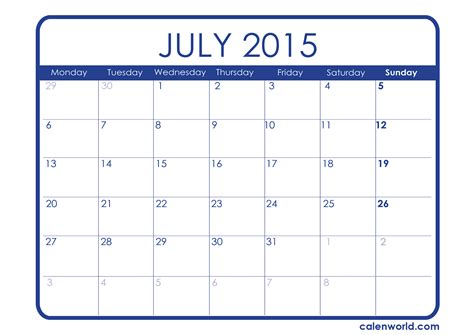 July 2015 Calendar Printable Calendars