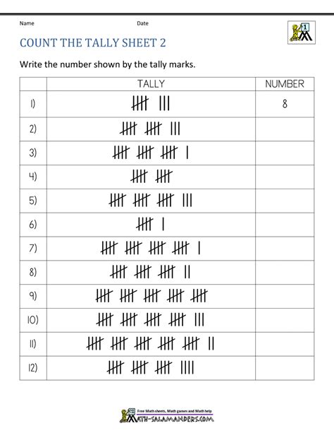 Grade 1 Zoo Tally Chart Worksheet