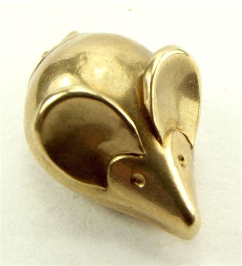 Vintage 9ct Gold Puffy Mouse Charm 1971 Gold Vintage