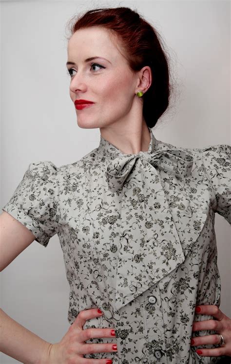 Vintage Inspired By Beatrice Winter 1940s Marlene Pussy Bow Tie Blouse