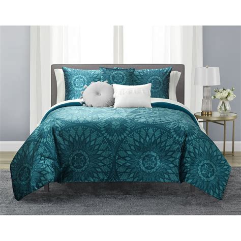 Mainstays Teal Velvet Medallion Bed In A Bag Bedding Set Queen