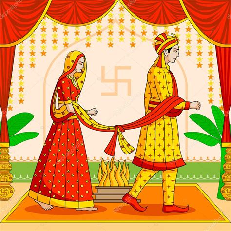 Bride And Groom In Indian Hindu Wedding Stock Vector Image By