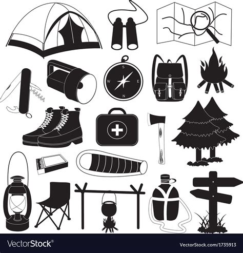 Camping Icons Collection Royalty Free Vector Image