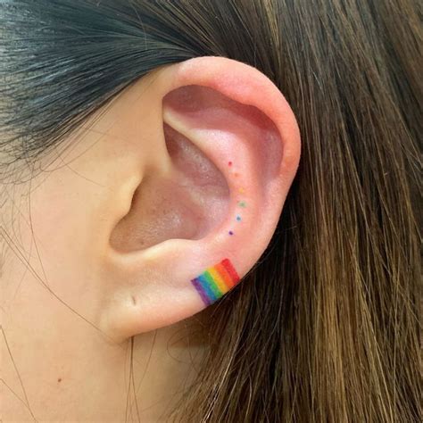 25 Mini Colorful Ears Tattoos Trend In 2019 · Body Art Tattoos Ear