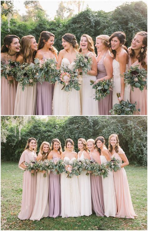 Bridesmaid Fashion Leafy Wedding Bouquets Blush Colored And Lavender