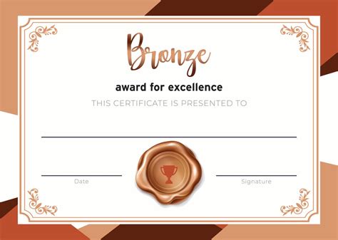 6164 Bronze Award Certificate 25 Per Pack School Merit Solutions