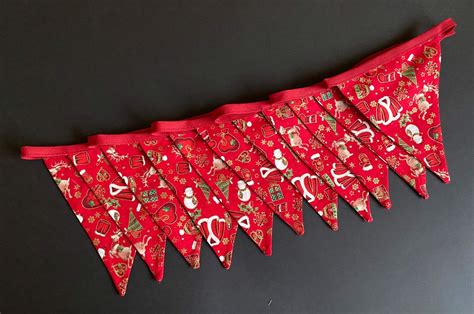 Handmade Fabric Bunting Red Christmas Bunting Etsy