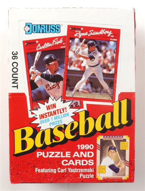1990 Donruss Baseball Puzzle And Cards Box Of 36 Wax Packs See