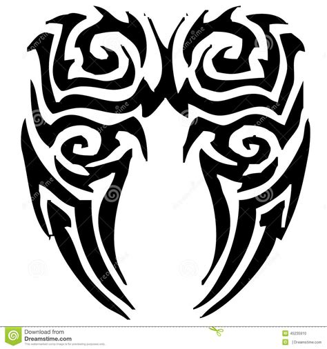 They tend to be inked only in black and tattooed on the back of the. Tribal Angel Wings Tattoo Stock Illustration - Image: 45235910