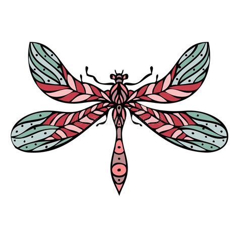 Colorful Dragonfly Hand Drawn Isolated Vector Illustration Stock Vector