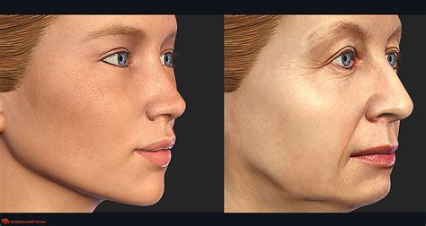 Age Related Changes Of Woman Face 3d Animation