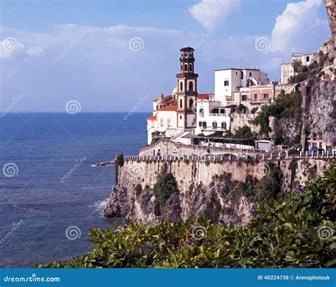 Town On Cliffs Atrani Italy Stock Photo Image Of Italy Blue 40224738