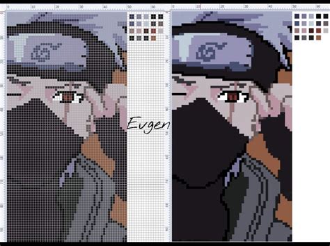 Kakashi Hatake Pixel Art Grid Cross Stitch Art Minecraft Pixel Art