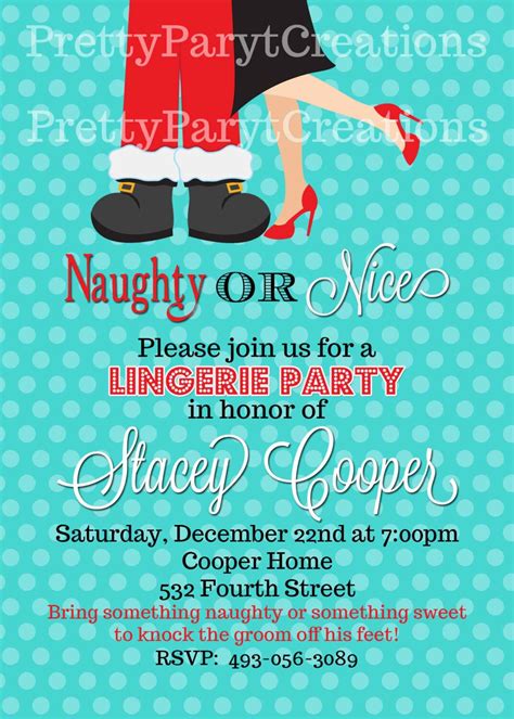 Naughty Or Nice Party Invitation Bridal Shower Lingerie